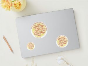 SBCLT 3 inch sticker shown on a laptop